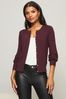 Berry Red Lipsy Scallop Detail Crew Neck Button Through Cardigan, Regular