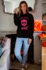 Pink Glitter Skull Personalised Womens Halloween Sweatshirt by Percy and Nell