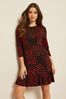 Black Friends Like These Fit And Flare Round Neck 3/4 Sleeve Dress, Regular