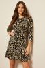 Black Friends Like These Fit And Flare Three Quarter Sleeve front Dress, Regular