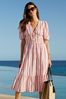 Lipsy Broderie V Neck Puff Sleeve Midi Summer Holiday Shop Dress