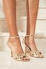 Gold Lipsy Knot Ankle Strap Mid Heel Sandals