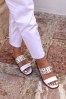 White Linzi Leighton Two Strap Embellished Flat Sandal