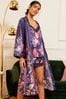 Love & Roses Belted Satin Dressing Gown