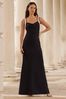 Black Lipsy Pearl Strap Cowl Maxi Bridesmaid Dress, Regular