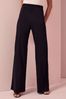Black Twill Lipsy High Waist Wide Leg Tailored Trousers, Curve