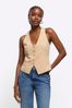 Beige River Island Button Front Tailored Waistcoat
