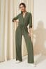 Black Friends Like These Jersey Long Sleeve Cinched Waist Jumpsuit, Regular