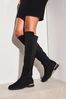 Lipsy Flat Long Knee Faux Suedette Boot, Extra Wide Fit