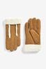 Chestnut Brown Leather Sheepskin Gloves