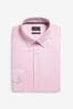 Pink Signature Textured Single Cuff Shirt With Trim Detail, Slim Fit