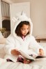 <span>Weißes Einhorn</span> - Bademantel aus Teddy-Fleece mit Kapuze und 3D-Fuchsdesign (9 Monate bis 16 Jahre)
