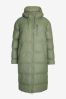 Sage Green Heatseal Rubber Long Padded Jacket, Regular/Tall