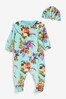 Monochrome Floral Baby Velour Sleepsuit