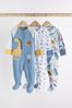 <span>Blau/Bär</span> - Gerippte Babyschlafanzüge, 3er-Pack (0–2 Jahre)