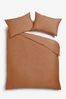 Taupe Brown Cotton Rich Duvet Cover and Pillowcase Set, Plain Percale