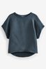 <span>Marineblau</span> - Kastiges T-Shirt aus Cupro-Gewebemix, Regular