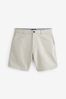 Light Grey Stretch Chinos Shorts, Straight Fit