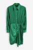 Green Rochelle Satin Mini Dress, Regular/Tall
