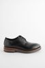 Brown Leather Contrast Sole Chunky Derby Shoes