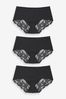 Black/White/Nude No VPL Lace Back Briefs 3 Pack, Brazilian