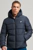 Blue Superdry Hooded Mens Sports Puffer Jacket