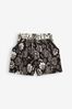 <span>Schwarzes florales Muster</span> - Jersey-Shorts mit Spitzenbesatz, Regular