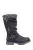 Black Pavers Womens Wide Fit Casual Mid Calf detail Boots