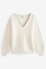 <span>Ecru, Weiß</span> - Gerippter Pullover mit V-Ausschnitt, normale Passform