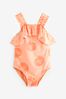 Orange Peach Ruched Strap Swimsuit (3mths-7yrs)