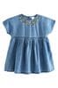 Blue Denim Strawberry Embroidered Dress (3mths-8yrs)
