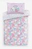 Pink Printed Polycotton Duvet Cover and Pillowcase Bedding
