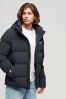 Grey Superdry Hooded Boxy Puffer Jacket