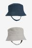 Brown/Blue Baby Bucket Hats 2 Pack (0mths-2yrs)