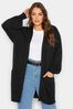 Black Yours Curve Balloon Sleeve Fine Knit Cardigan