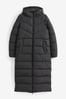 Green NOISY MAY Maxi Length Padded Quilted Hooded Coat