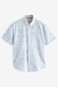 Blue Textured Floral Short Sleeve Shirt