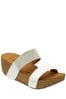 White/Brown Lotus Mule Wedge Sandals