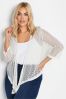 White Yours Curve Chevron Pointelle Waterfall Cardigan