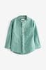Blue Grandad Collar Linen Mix Shirt (3mths-7yrs)