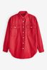 Red Oversized Denim Shirt