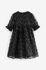 Black Sequin Flower Sequin Shimmer Party Dress (3-16yrs)