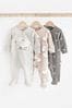 Grey Sheep Delicate Appliqué Baby Sleepsuits 3 Pack (0-2yrs)