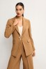 Camel Brown Tailored Crepe Edge to Edge Fitted Blazer