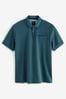 Teal Blue Print Polo Shirt