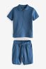Blue 2pc Zip Polo Shirt and Shorts Set (3mths-7yrs)