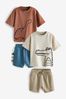 Rust Brown/Ecru Cream 2 pack T-shirt and Shorts Set (3mths-7yrs)