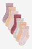 Pink/White Cable Knit Baby Cable Socks 7 Pack (0mths-2yrs)
