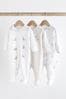 White Safari Delicate Appliqué Baby Sleepsuits 3 Pack (0-2yrs)