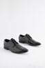 Black High Shine Jewel Trim Patent Derby Shoes